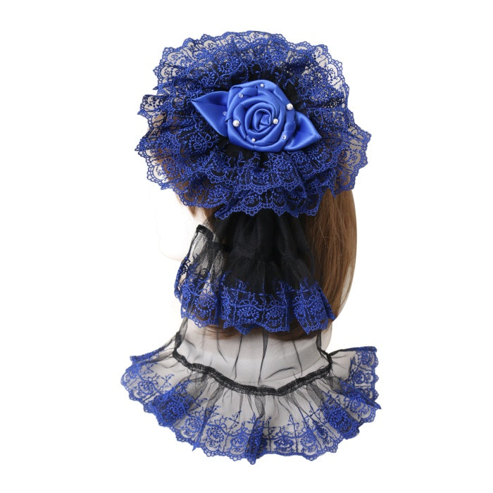 モワメームモワティエ　バラ十字架　ヘッドドレス　アクセサリー　ゴスロリ ヘッドドレス／ゴスロリ／バラ／十字架／レース／モーブ ヘッド