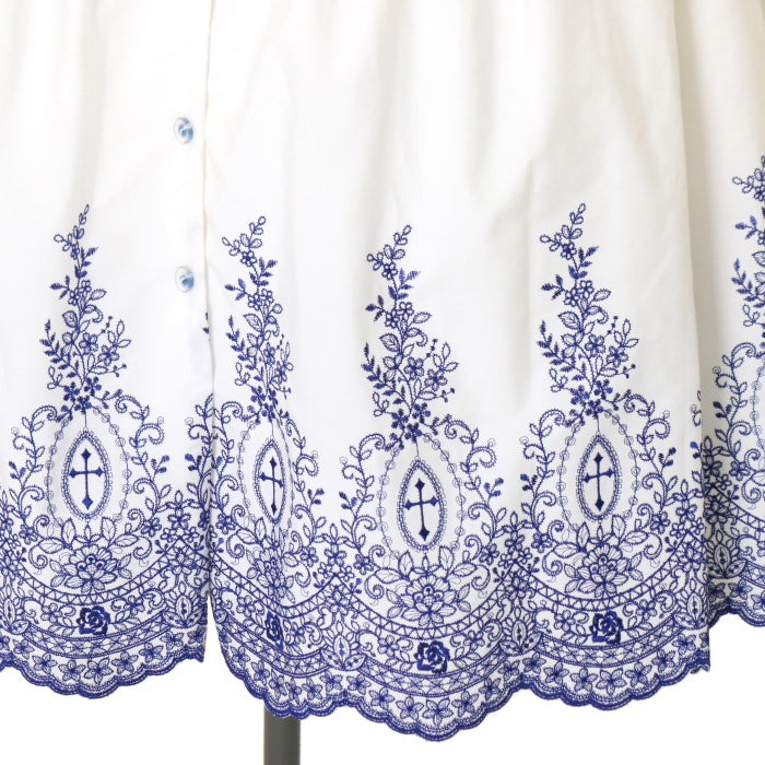 USED】【9号】Rose Garden刺繍サンドレス(白×青) | Moi-même
