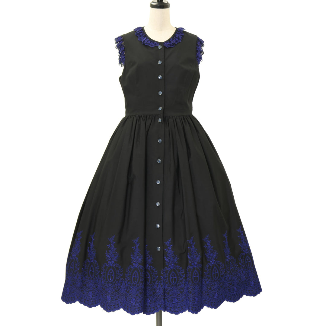 USED】【13号】Rose Garden刺繍サンドレス(黒×青) | Moi-même-Moitié