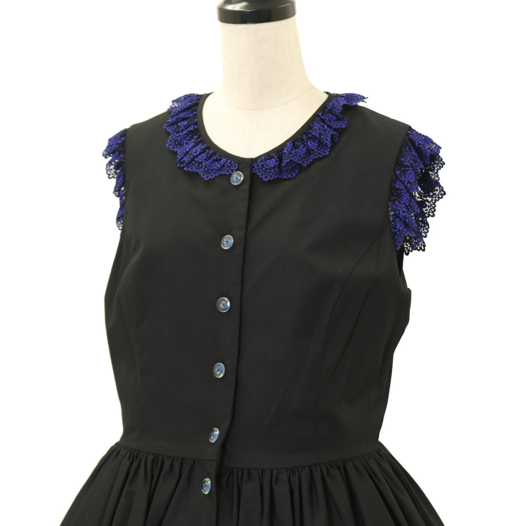 USED】【13号】Rose Garden刺繍サンドレス(黒×青) | Moi-même-Moitié