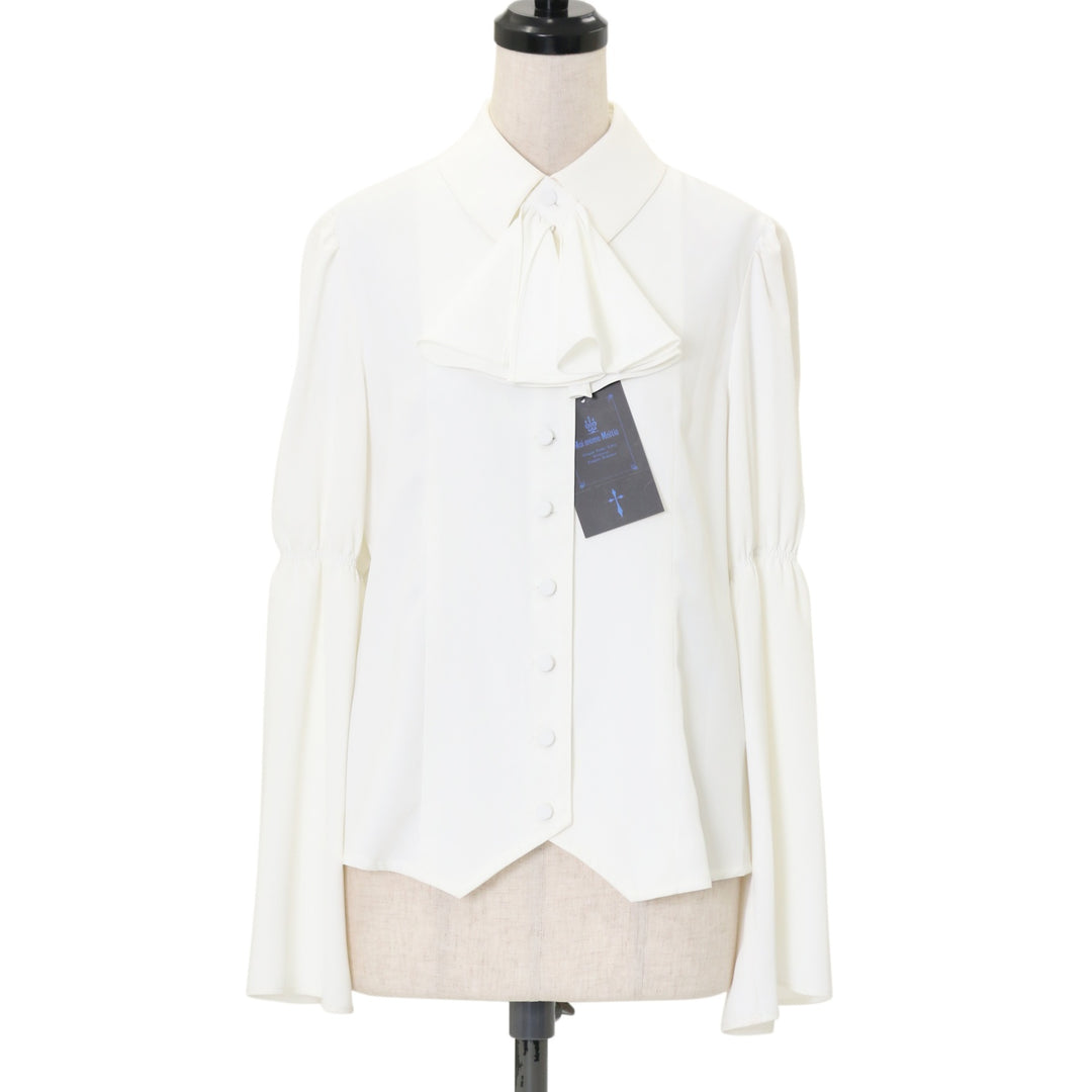 USED】【9号】フリルタイ付きフレアースリーブブラウス(白) | Moi-même