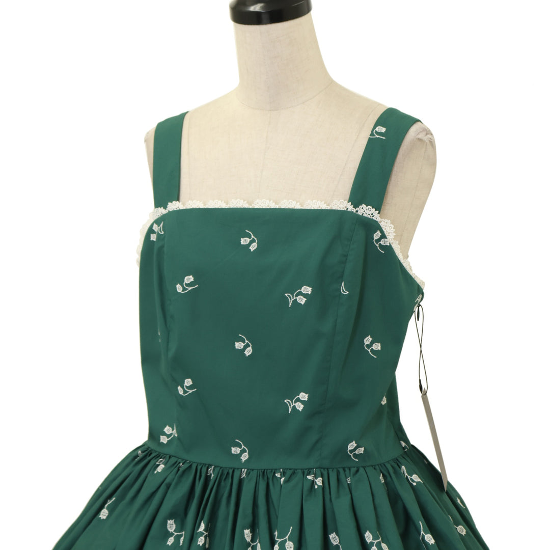 May lilyジャンパースカート 13号 USED】【13号】May lilyジャンパースカート(緑×白) | Moi-même-Moitié