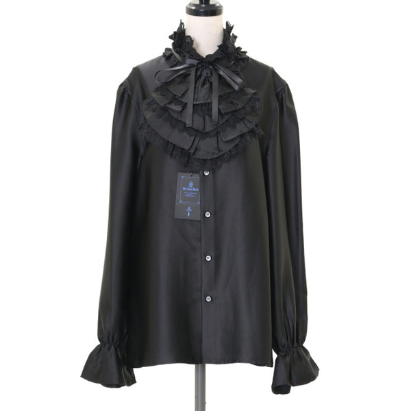 モワメームモワティエ 薔薇レースストライプジャボ付きブラウス (Men)ブラック x-00684-20-W-00_grande.jpg?v=