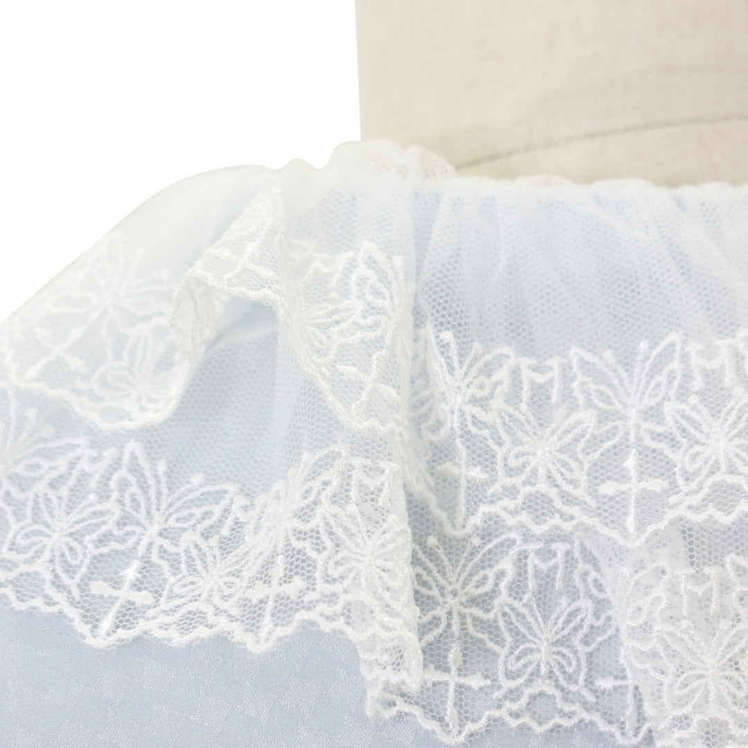 USED】【9号】ダイヤ柄サテンジャガードブラウス(サックス×白) | Moi