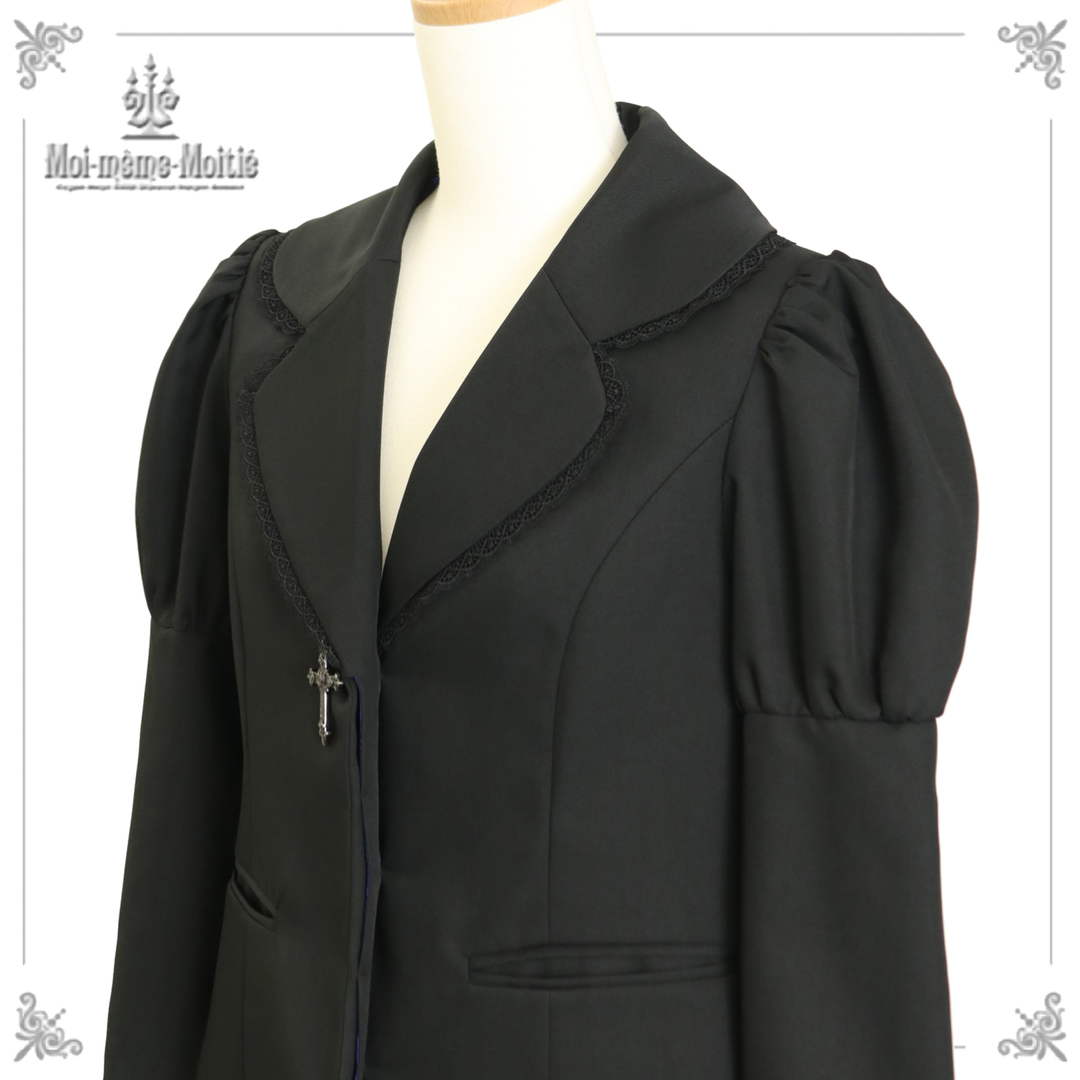 Moi-meme-Moitie モワメームモワティエ コート 十字架ボタン Moi-meme-Moitie 十字架ボタンストライプジャケット モワメーム