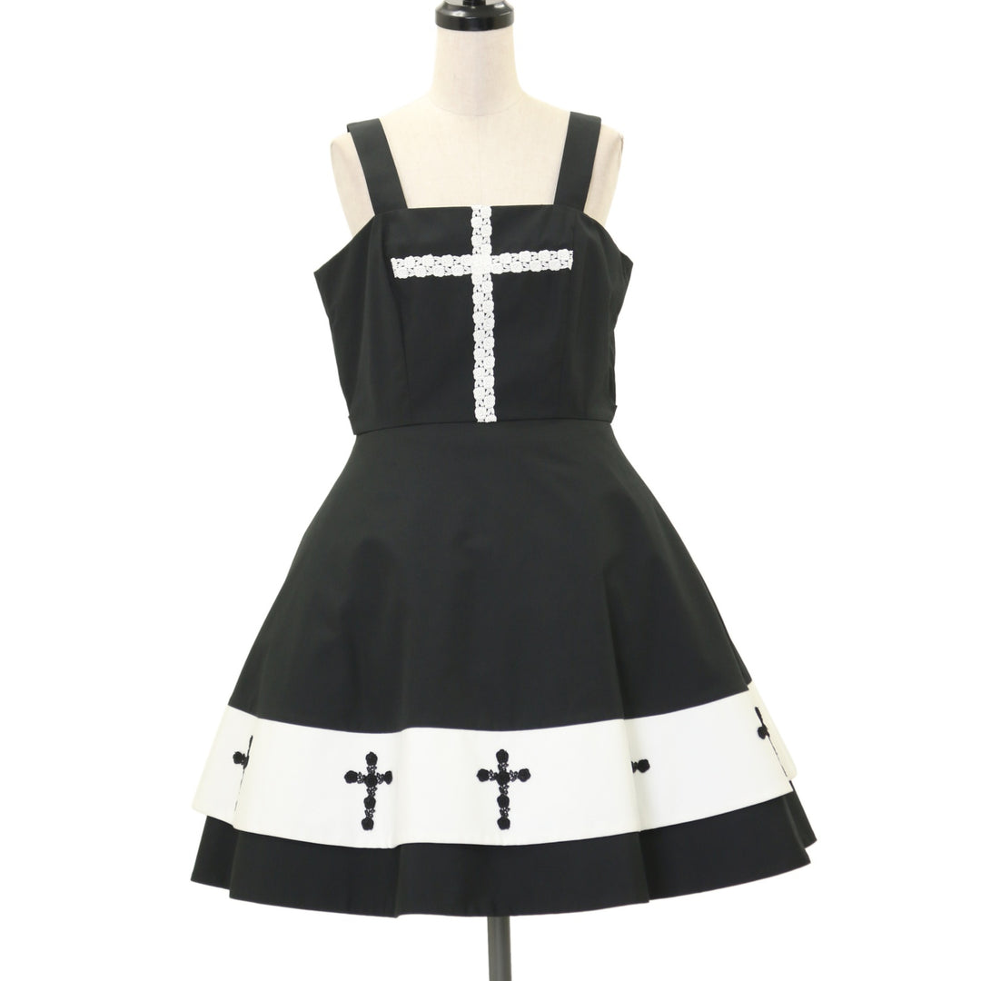 う2 メタモルフォーゼ薔薇十字架プリントジャンパースカート