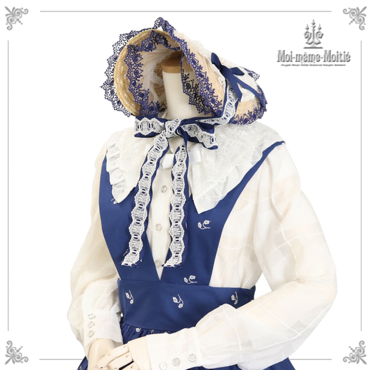Moi-même-Moitié 燭台エンブレムボンネット　黒×青 燭台エンブレムボンネット | Moi-même-Moitié | ロリータ ゴスロリ
