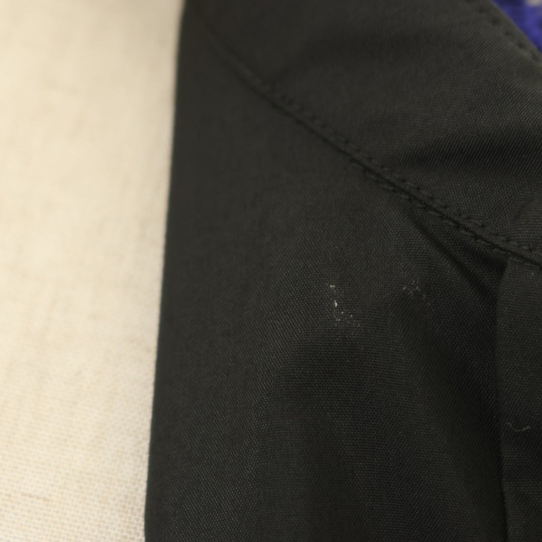 【ほぼ未使用】Moi-meme-Moitie シャーリングスリーブブラウス 黒青 USED】【9号】Cross Rose Gardenシャーリングスリーブブラウス(黒×青