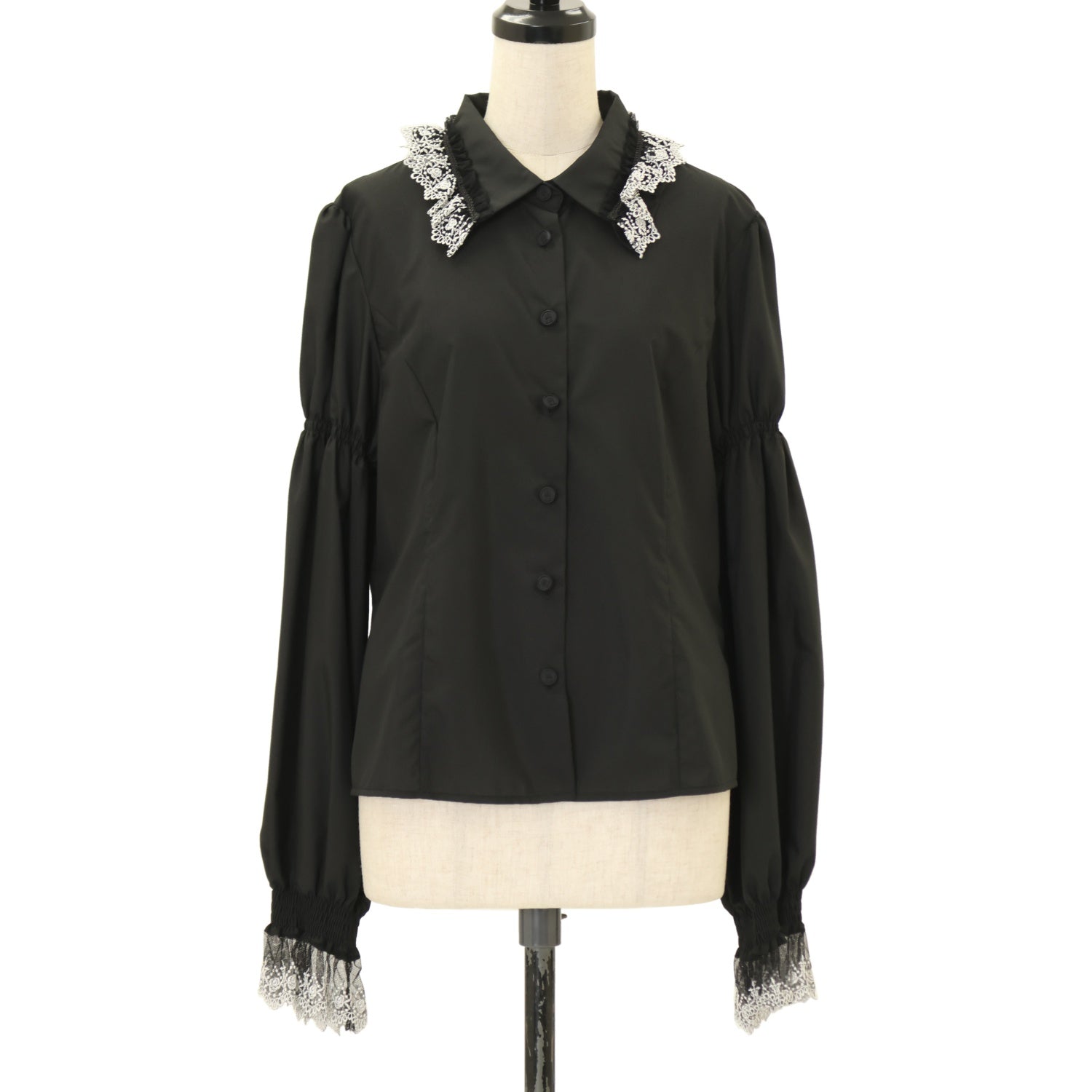 Used Meme Store 【USED】【13号】Cross Rose Gardenシャーリングスリーブブラウス(黒×白) | Moi-même-Moitié ...