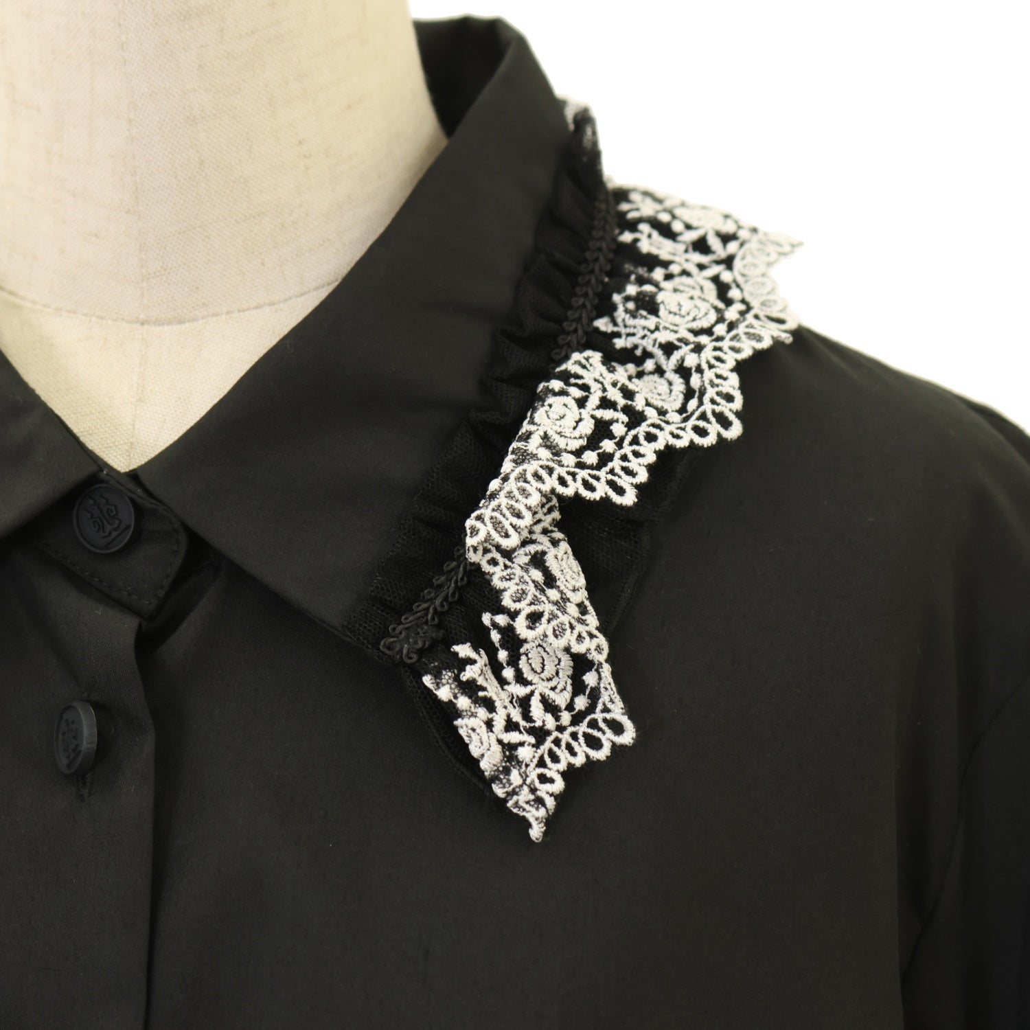 Used Meme Store 【USED】【13号】Cross Rose Gardenシャーリングスリーブブラウス(黒×白) | Moi-même-Moitié ...