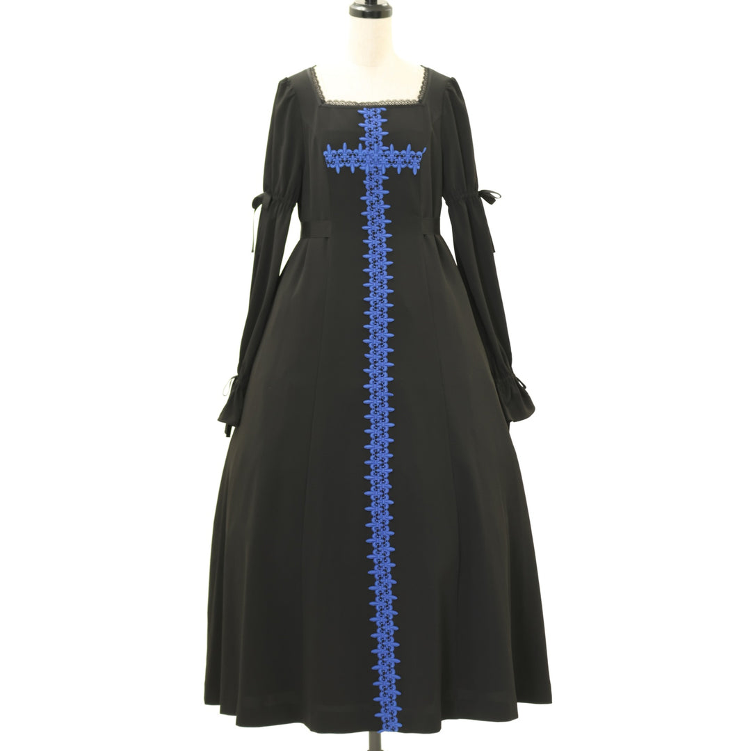USED】Lily十字架レースロングワンピース(黒×青) | Moi-même-Moitié