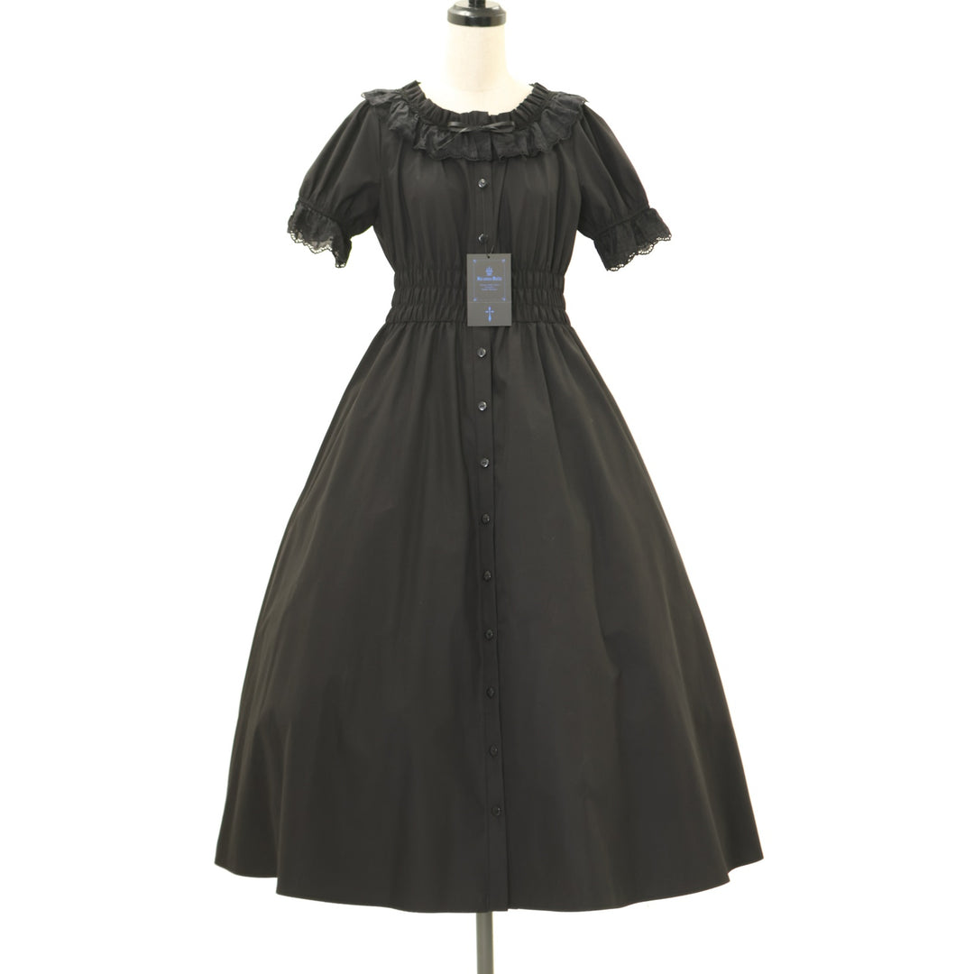 USED】【店舗限定】逆十字綿レース前あきワンピース(黒×黒) | Moi-même