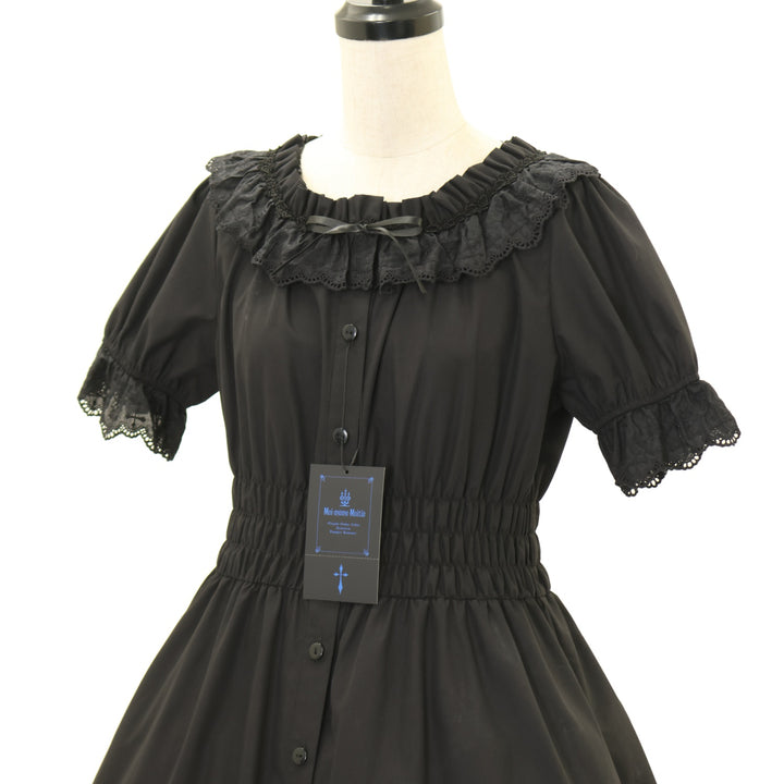 USED】【店舗限定】逆十字綿レース前あきワンピース(黒×黒) | Moi-même USED】【店舗限定】逆十字綿レース前あきワンピース(黒×黒) | Moi-même