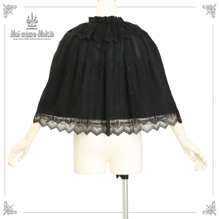 Moi-meme-Moitie燭台刺繍ニットケープ(黒×シルバー) Candelabra Emblem Gate Cape | Moi-même-Moitié | Wunderwelt Fleur