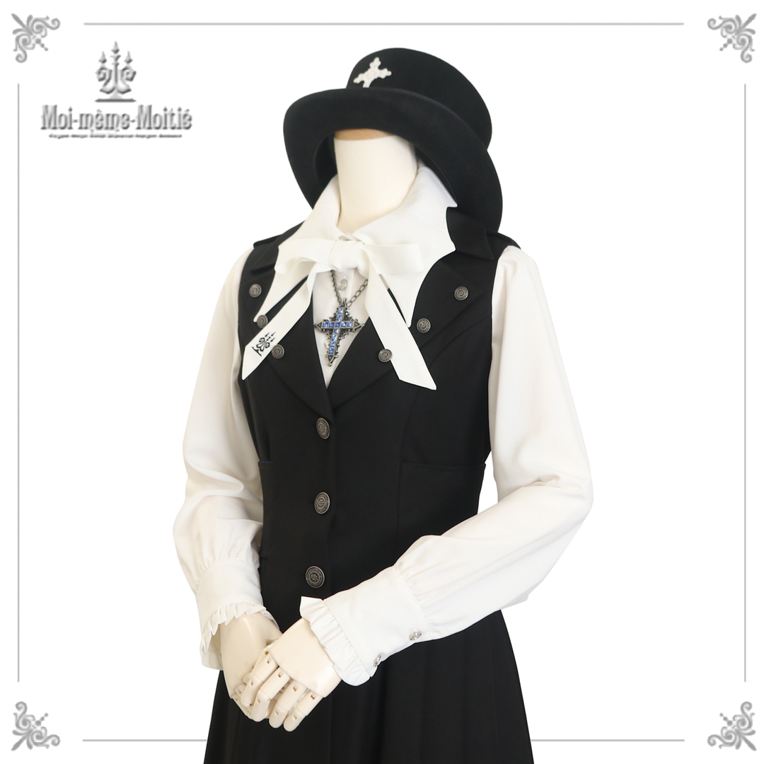 Moi-meme-Moitie/燈台刺繍リボンタイブラウス黒×青 - メルカリ