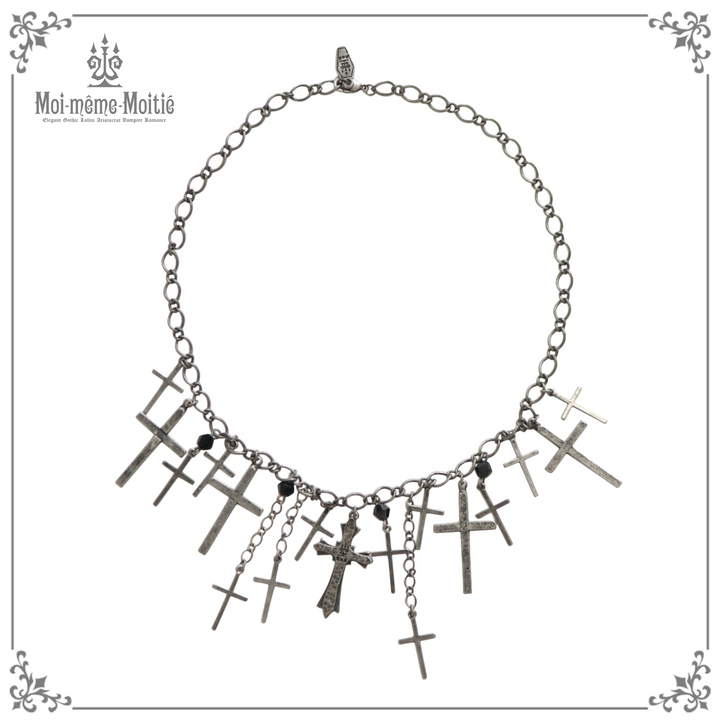 Moi-meme-Moitie モワティエ ローズ十字架ロザリオネックレス モワ