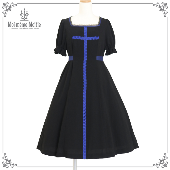 Rose Cross Lace Puff Sleeve OP (Medium Length) | Moi-même-Moitié