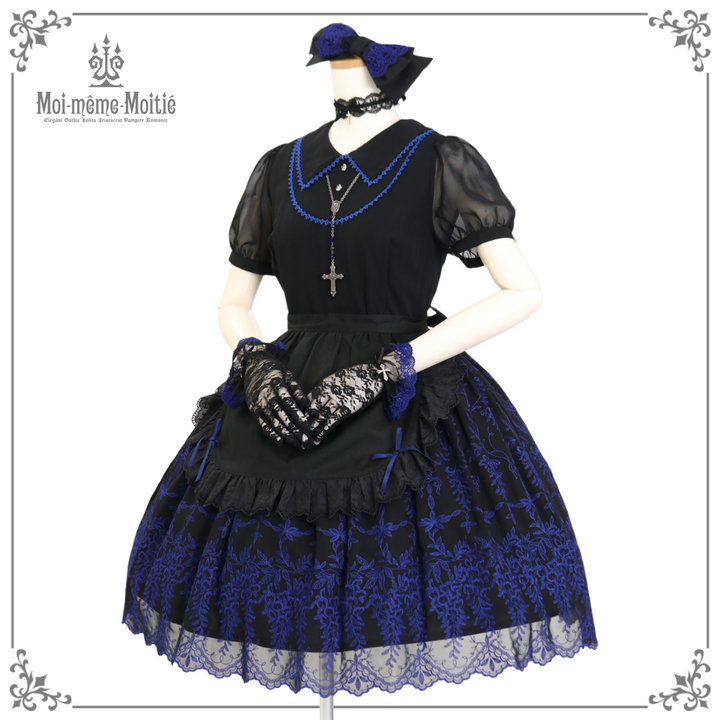 モワティエ　Wisteria　Grace　ワンピース　黒青 Wisteria Grace Round Mini OP | Moi-même-Moitié | Wunderwelt Fleur