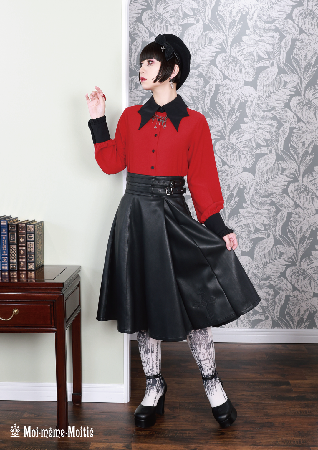 クロスローズ合皮スカート | Moi-même-Moitié | ロリータ ゴスロリ  