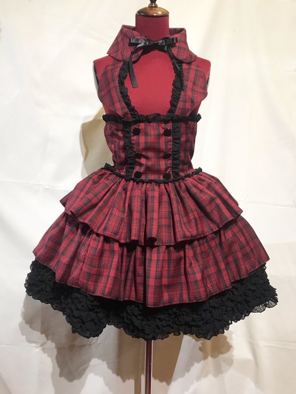 MARBLE コルセット型ワンピース 白黒グレーチェック