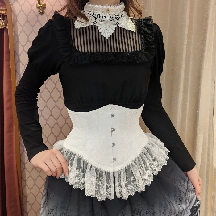 abilletage / Noir フェイクレザーミニコルセット 4（フルクローズ　56〜58cm） ブラック O-25-07-12-062-GO-TO-OW-OS Noir フェイクレザーミニコルセット | abilletage | ロリータ