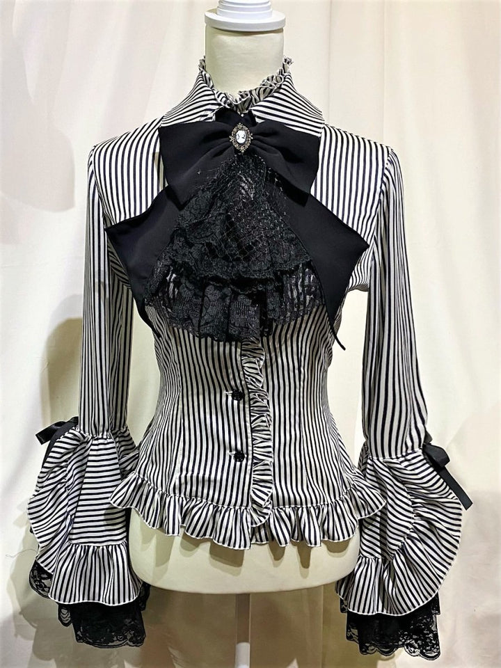 MARBLE 別タイ付きクラシカルデコレーションブラウス えんじ×黒×黒レース ◇受注商品◇別タイ付きクラシカルデコレーションブラウス