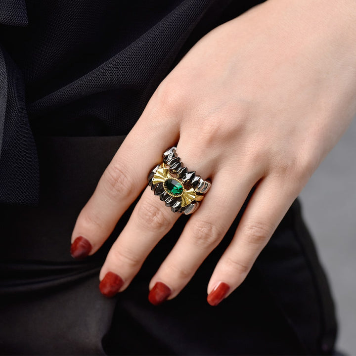 Poppy × Q-pot.】Spike Teeth Ring (Black&Silver) | Q-pot