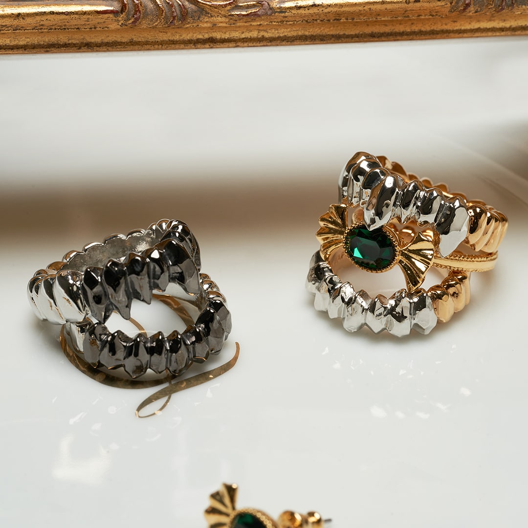 Poppy × Q-pot.】Spike Teeth Ring (Silver&Gold) | Q-pot