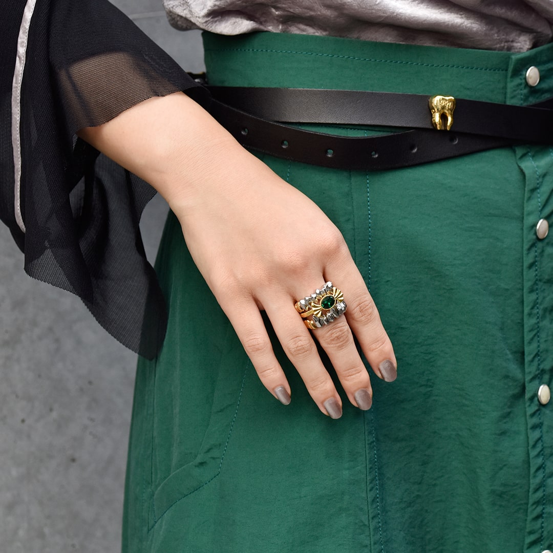 Poppy × Q-pot.】Spike Teeth Ring (Silver&Gold) | Q-pot