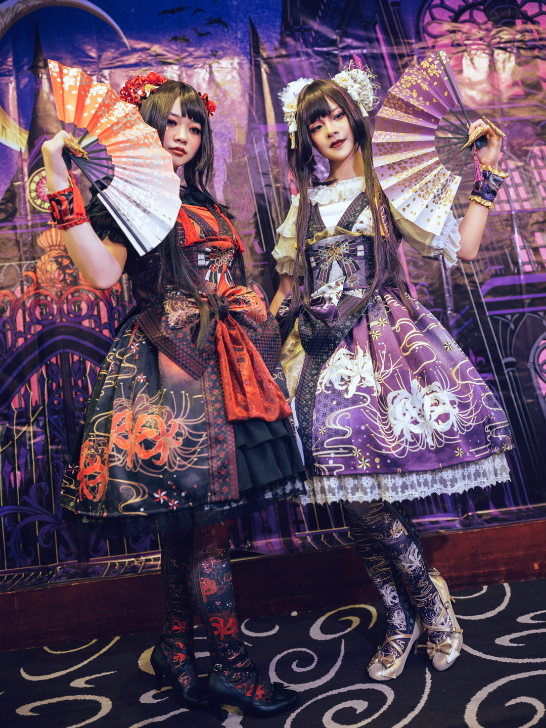 さ*る様 Jean Paul Gaultier 悪魔柄 スカート幻想 希少　　裾 取寄】『東洋魔女』彼岸花 曼珠沙華ジャンパースカート[赤]（注文後1.5