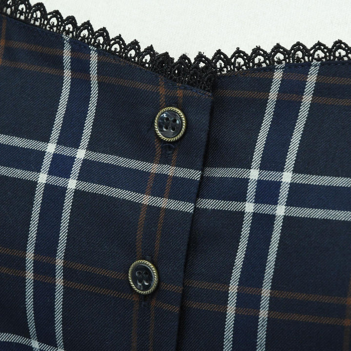 Square Neck Blouse (Check) | Sheglit | Wunderwelt Fleur