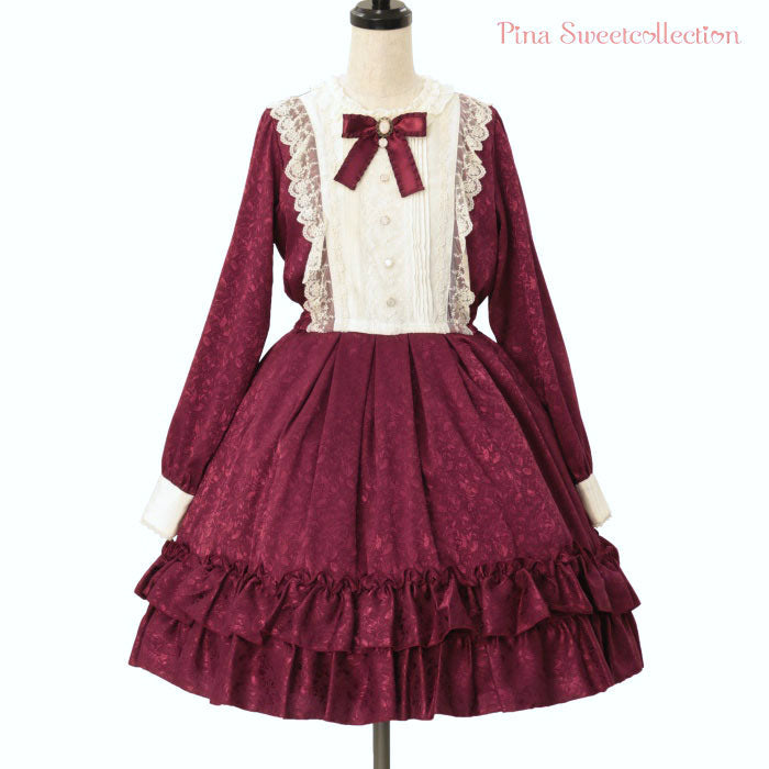 ピナスウィートコレクション　ローズジャガードワンピース Pina sweetcollection／ローズジャガードワンピース（ライトグレー