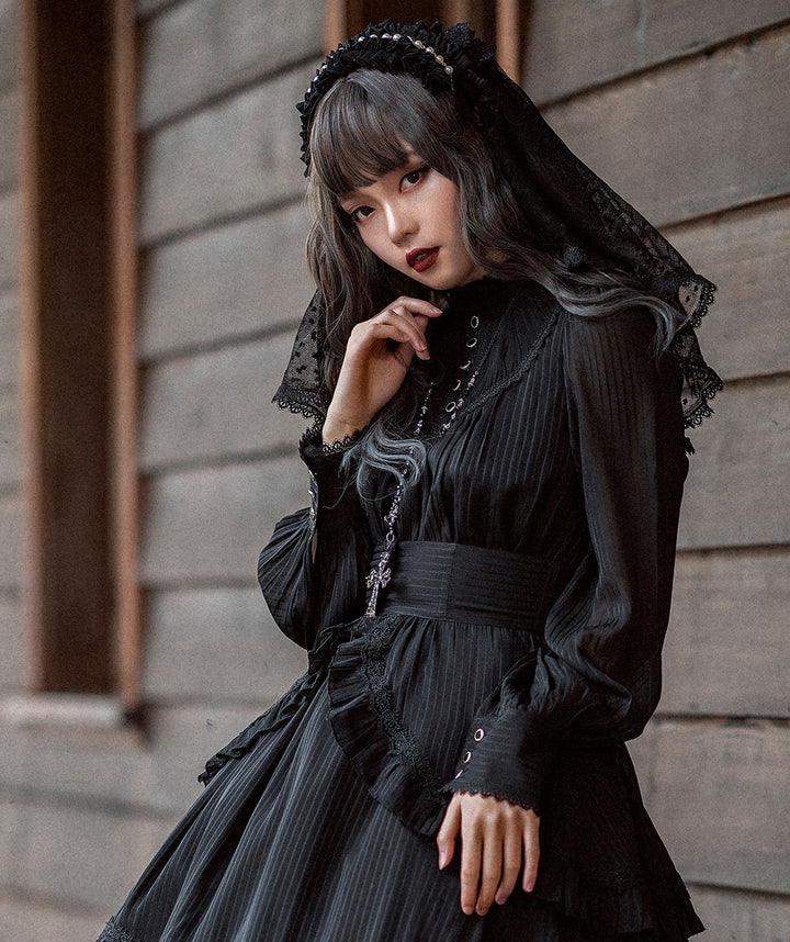 朝の礼拝」シフォンワンピース＆オーバースカートセット（ロング