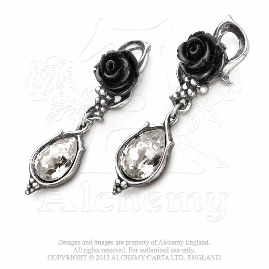 E347 Pewter Earrings: Bacchanal Rose | Alchemy Gothic | Wunderwelt 
