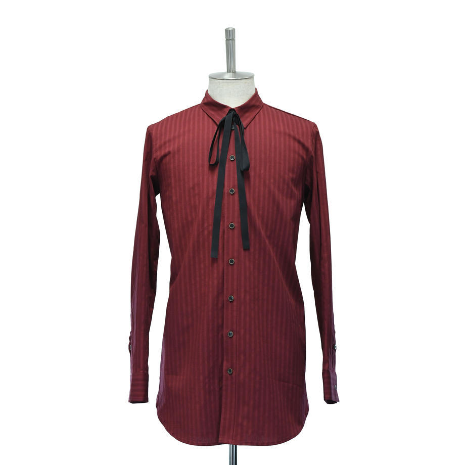 Dobby Stripe Ribbon Shirt | MiDiom | ロリータ ゴスロリ ゴシックファッション通販はワンダーウェルト フルール