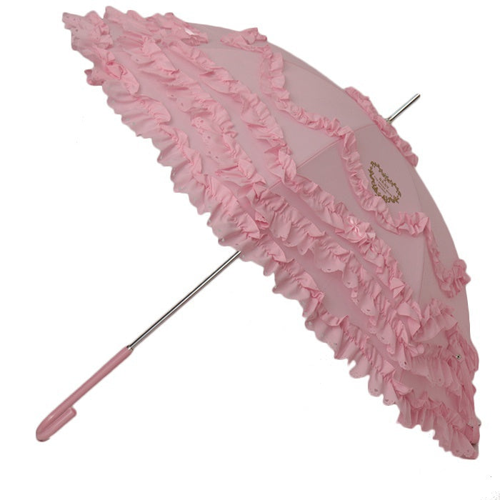 【かわいい⭐ROJITA】くすみピンク　バラ柄　ベルト付き　宝飾品　裏地付き Lovely Shade Fuchsia/Pink Umbrella - Exclusive Flower Design