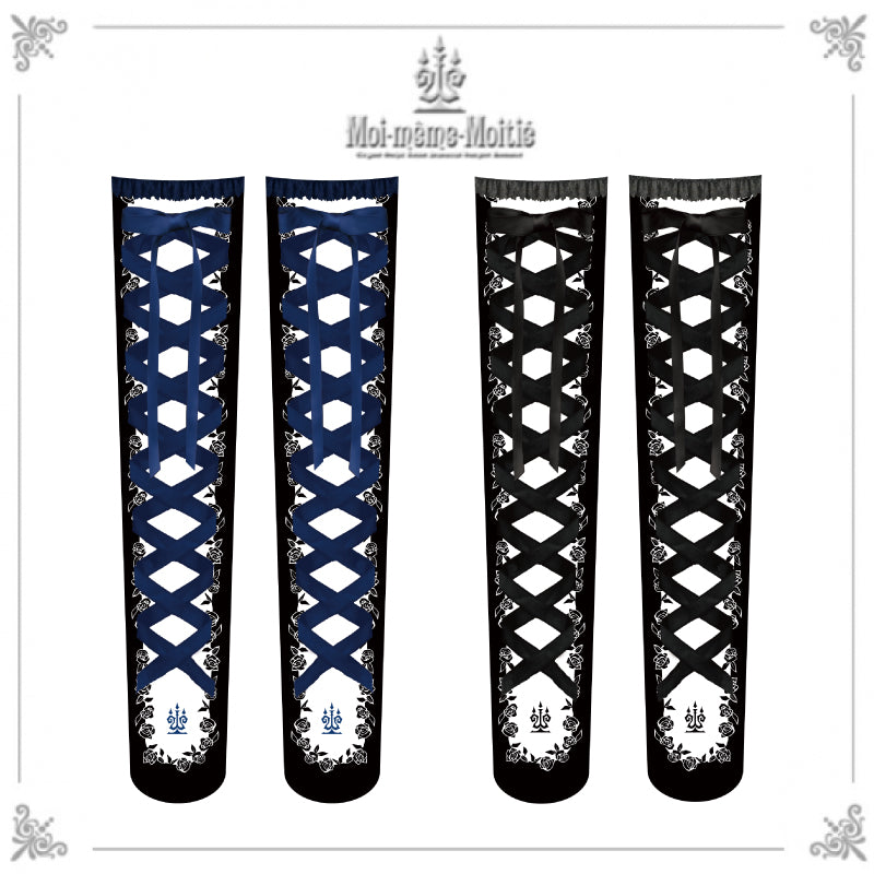 Moi-meme-Moitie 編み上げオーバーニー 再入荷】リボン編み上げオーバーニー 【クーポン対象外】 | Moi