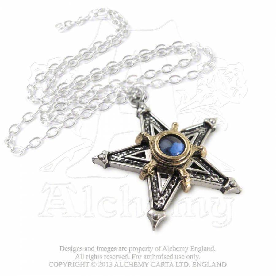 P124 Pewter Pendant: Medieval Pentacle | Alchemy Gothic