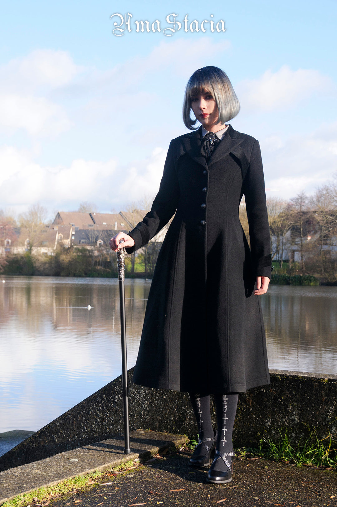 Reservation】Luminous Military Long Coat (95% Wool) | AmaStacia