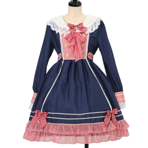 Amazon.co.jp: [catwishes] ロリータ ワンピース 長袖 膝丈