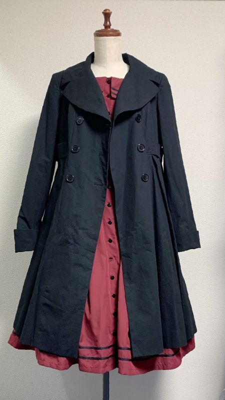 ダブルボタンコート カジュアル【無地黒】 | PhysicalDrop | ロリータ