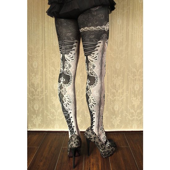 corset tights double lace | abilletage | Wunderwelt Fleur - Online