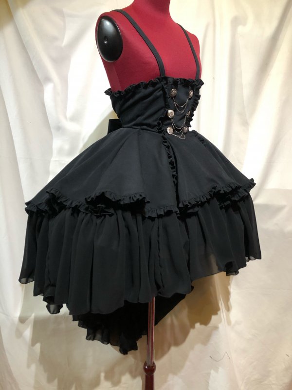 エンブレム飾りチェーン付きハイウエストドレープスカート(M) | MARBLE