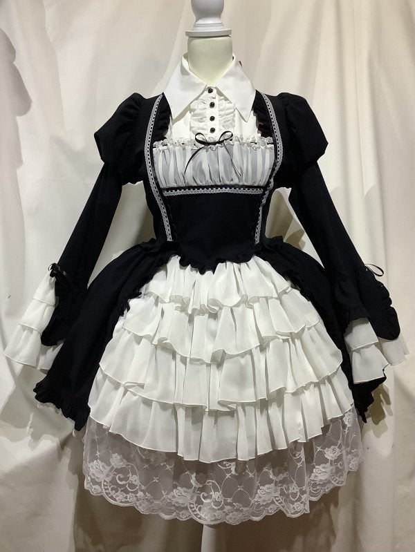 ブラウス＆スカートセットアップ風全身コーディネートワンピース