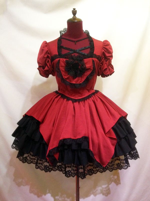 あみあげアンティークワンピース+姫袖+パニエ入りフリルスカート