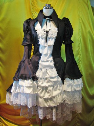 marble 別襟、姫袖つきワンピース　ピンク　新品 別衿・姫袖付きドレスワンピース：ピンク×白フリル - MARBLE