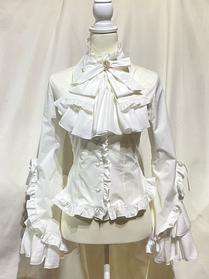 ◇LLサイズ◇カメオタイ付き後編み上げブラウス | MARBLE | ロリータ