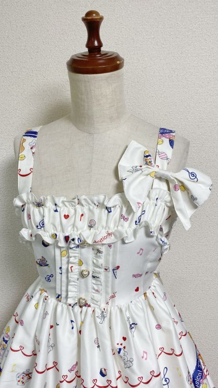 PhysicalDrop*くまのハッピーマーチシャーリングジャンパースカート*白 くまのハッピーマーチJSK【白系】 | PhysicalDrop | ロリータ