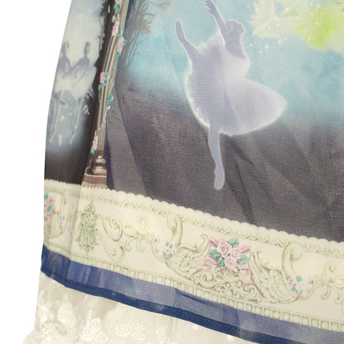 USED】Swan lake〜泡沫の涙〜柄ミニ袖ジャンパースカート