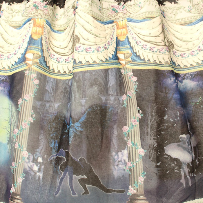 USED】Swan lake〜泡沫の涙〜柄ミニ袖ジャンパースカート